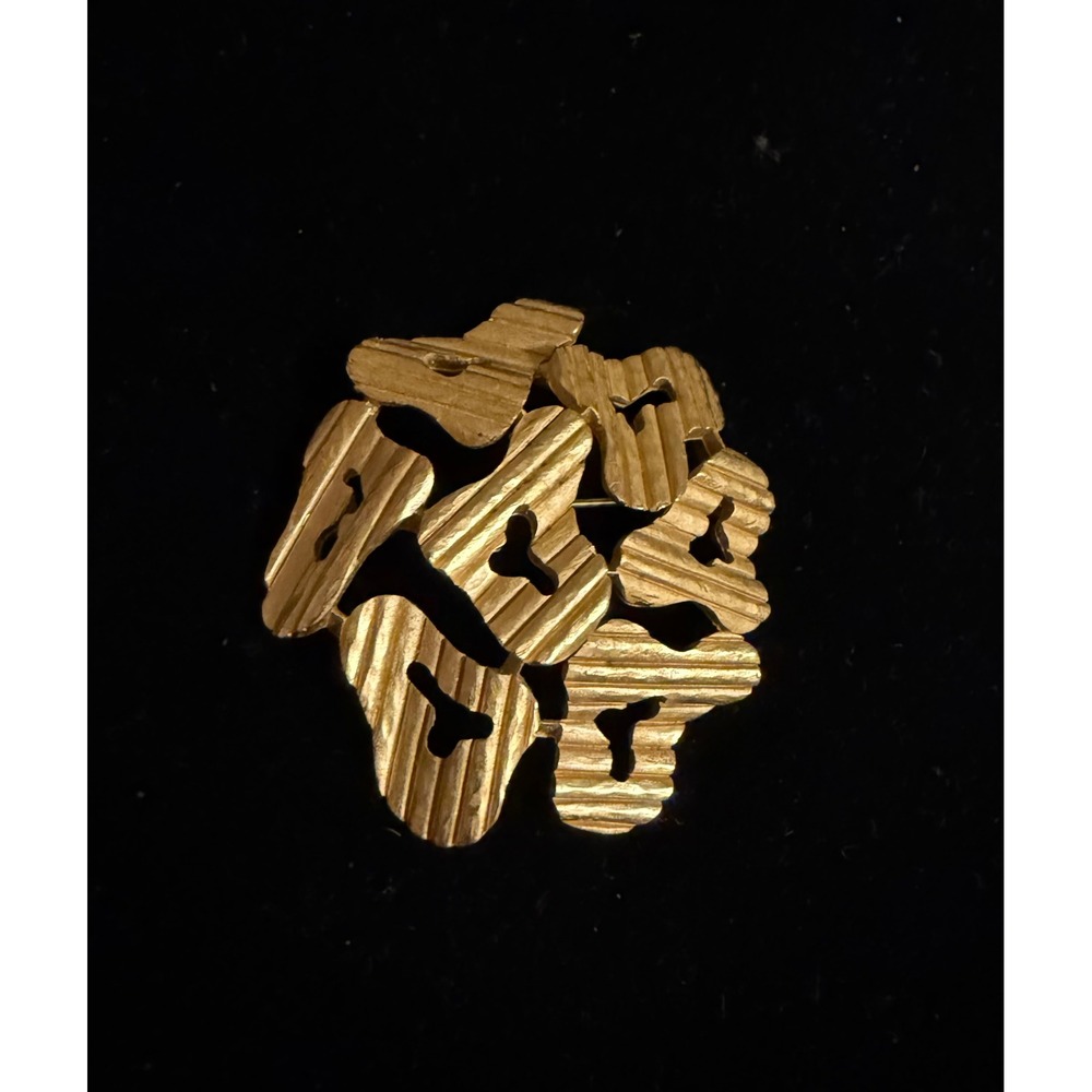 Trifari Gold Tone Abstract Brutalist Pin